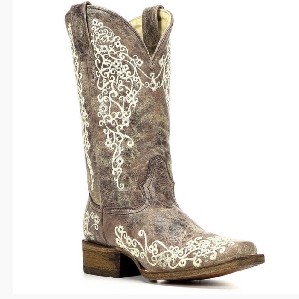 Corral Ladies Crater Bone Embroidered Boots